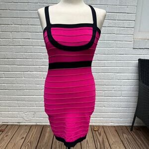 Body Central Y2K Hot Pink Black Bodycon Dress